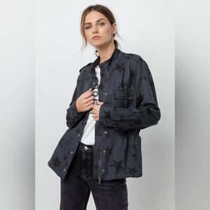 Rails Star Print Utility Jacket | Charcoal Black Field Jacket | Size S